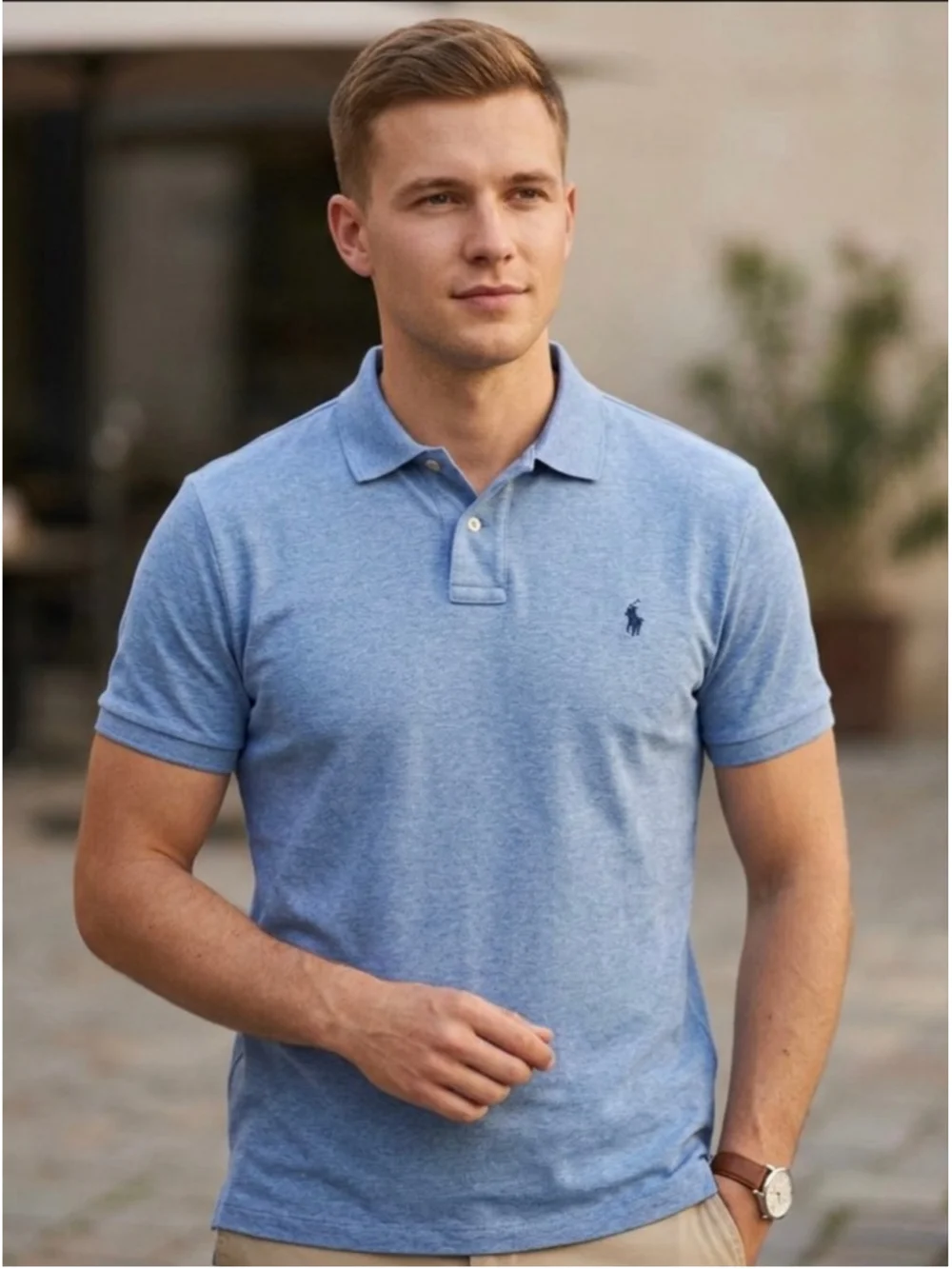Polo Ralph Lauren Men's Preppy Heather Blue Polo Size XL EUC